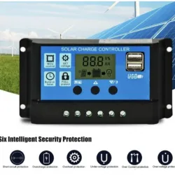 Соларен заряден контролер 20A PWM 12V/24V с LCD дисплей и USB портове